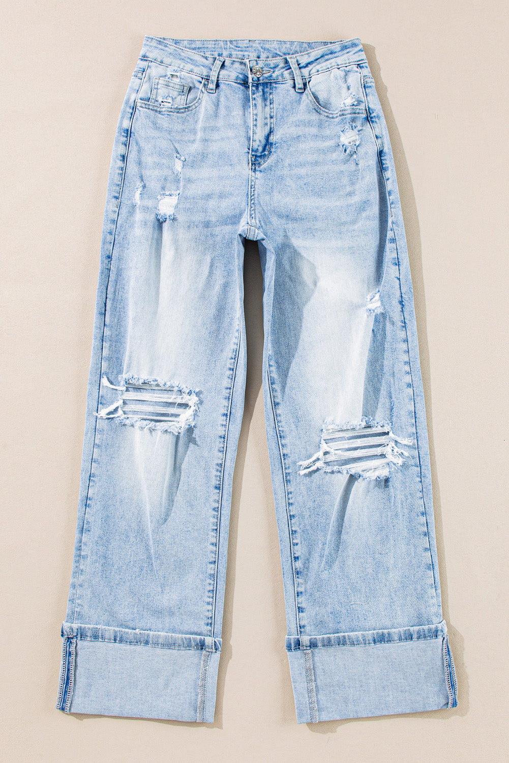 The Beau Distressed Straight Jeans