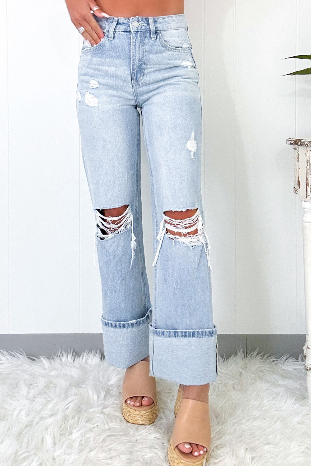 The Beau Distressed Straight Jeans