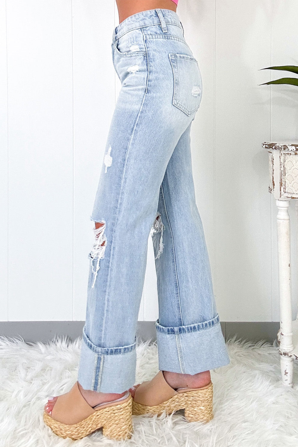 The Beau Distressed Straight Jeans