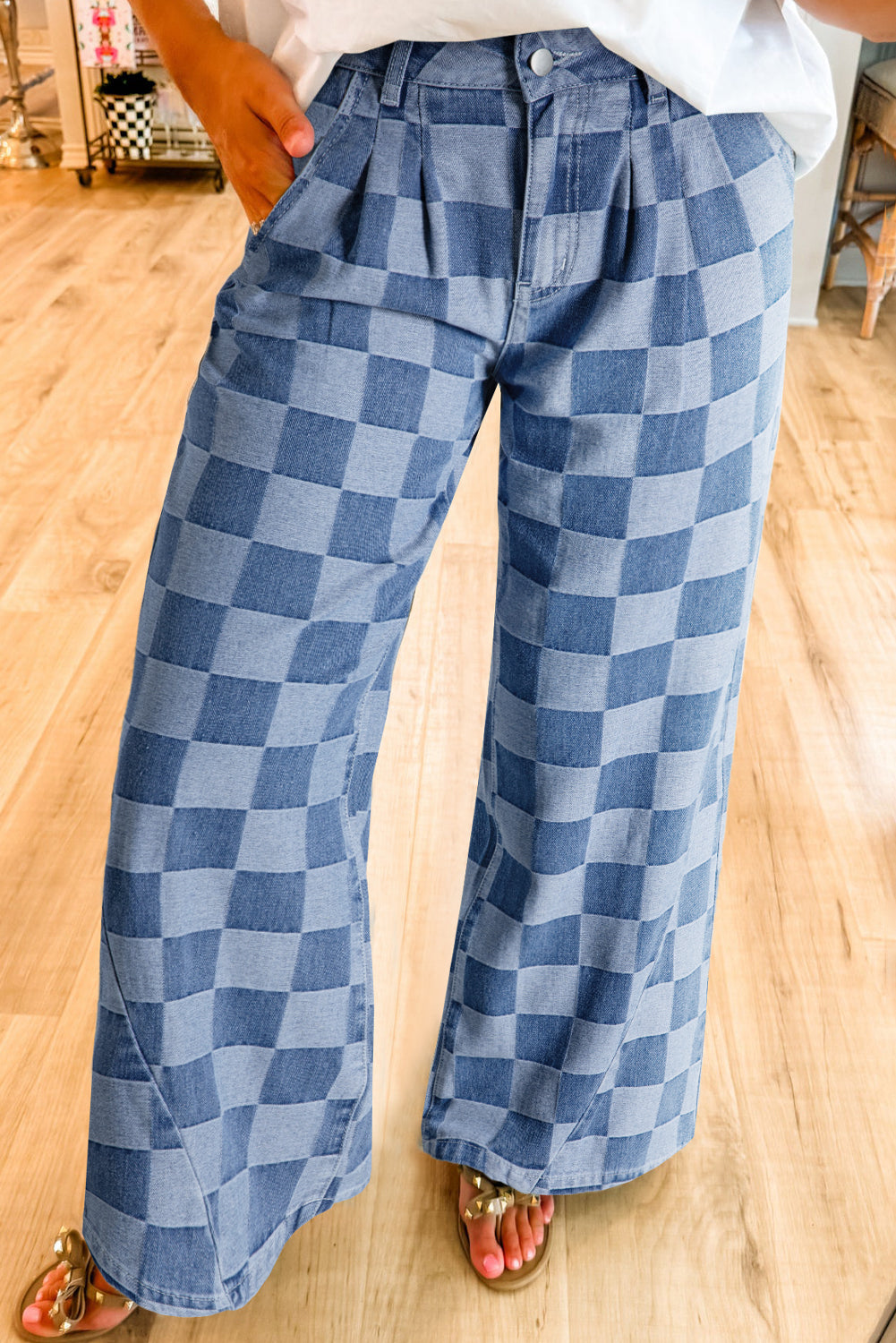 The Checkmate Wide Leg Jeans